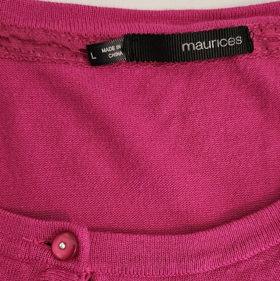 Maurices Pink Stretch Button Down Knit Sweater Cardigan sz Large - Picture 6 of 8